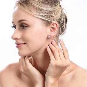 Rose gold, CZ stud earrings.